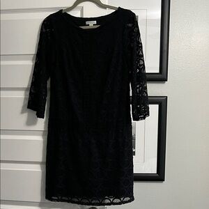 London Fog Black Lace Long Sleeve Dress